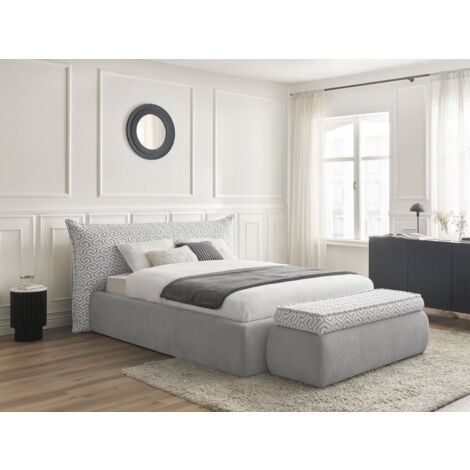 BOBOCHIC - Lit coffre JADE tissu graphique + bout de lit JADE Edition Limitée  140x190 + bout de lit 140