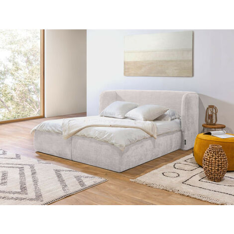 BOBOCHIC - Lit coffre LOUISE avec tête de lit rembourrée  180x200 Beige