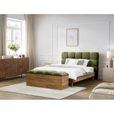 BOBOCHIC - Lit KUMO lattes massives pieds en bois naturel + Bout de lit KUMO  140x190 Vert
