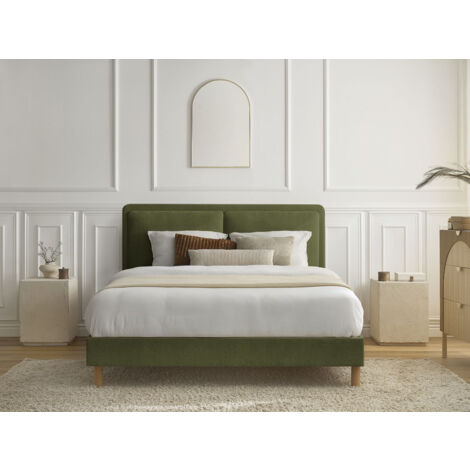BOBOCHIC - Lit MARA tissu texturé avec lattes massives 140x190 Vert