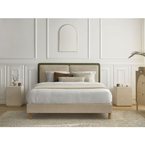 BOBOCHIC - Lit MARA tissu texturé bicolore avec lattes massives  160x200 Vert
