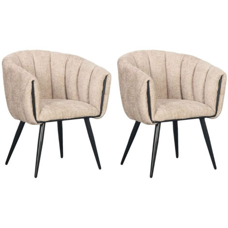 BOBOCHIC - Lot de 2 chaises ADA tissu velours   Beige