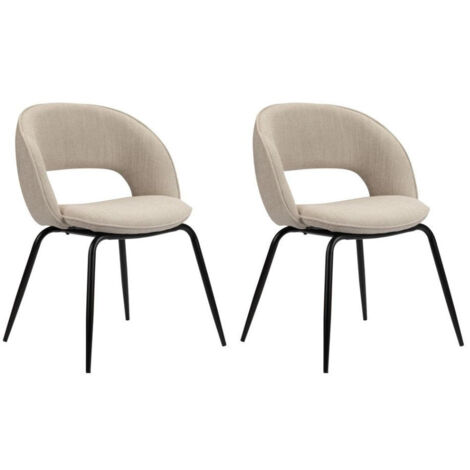 BOBOCHIC - Lot de 2 chaises DOMI tissu texturé   Beige