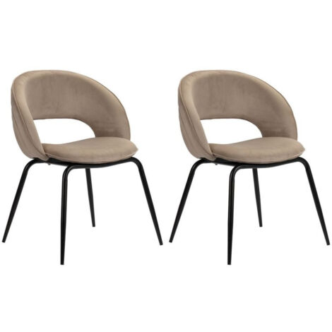 BOBOCHIC - Lot de 2 chaises DOMI tissu velours   Marron clair