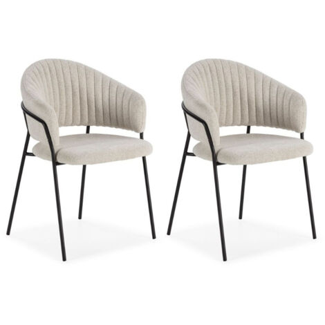 BOBOCHIC - Lot de 2 chaises LOU tissu texturé   Beige