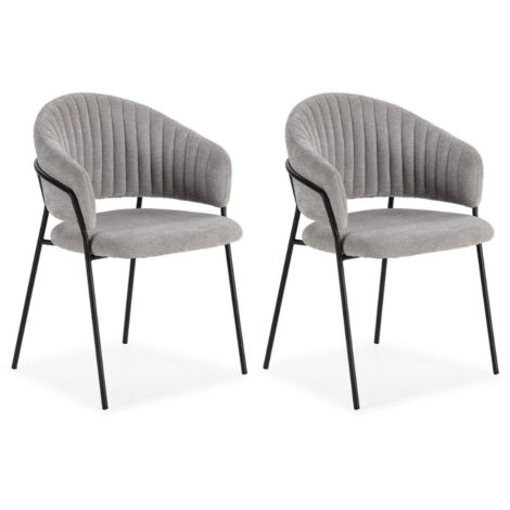 BOBOCHIC - Lot de 2 chaises LOU tissu texturé   Gris clair
