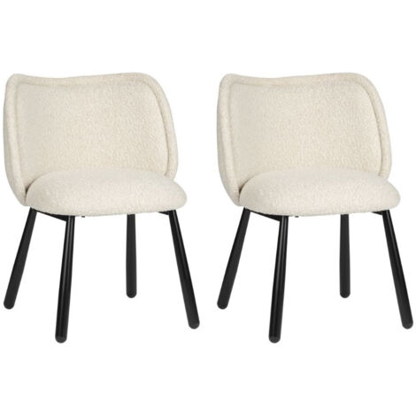 BOBOCHIC - Lot de 2 chaises NALA tissu bouclette   Blanc