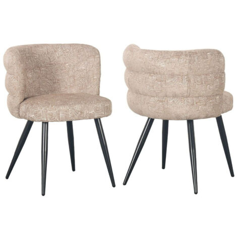 BOBOCHIC - Lot de 2 chaises SOLEA tissu à motifs   Beige