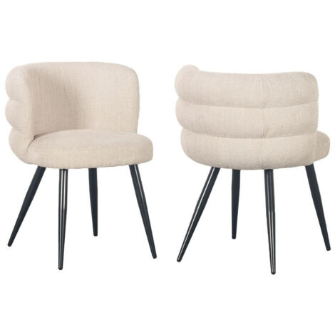 BOBOCHIC - Lot de 2 chaises SOLEA tissu texturé   Beige