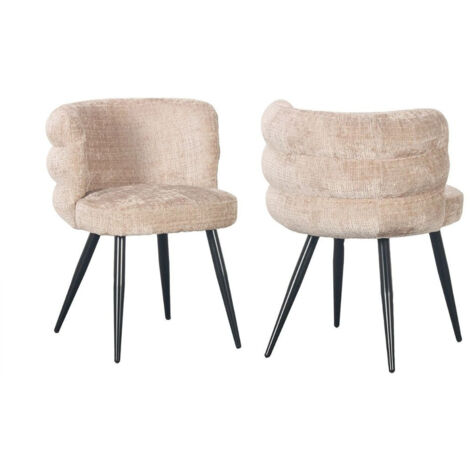 BOBOCHIC - Lot de 2 chaises SOLEA tissu velours   Beige