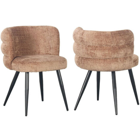 BOBOCHIC - Lot de 2 chaises SOLEA tissu velours   Marron clair