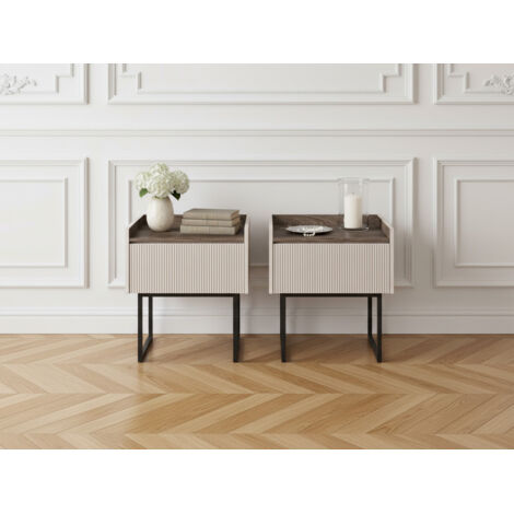 BOBOCHIC - Lot de 2 chevets LOUNA 1 tiroir avec LED