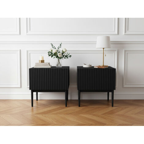 BOBOCHIC - Lot de 2 chevets tiroir KASHA pieds noir   Noir