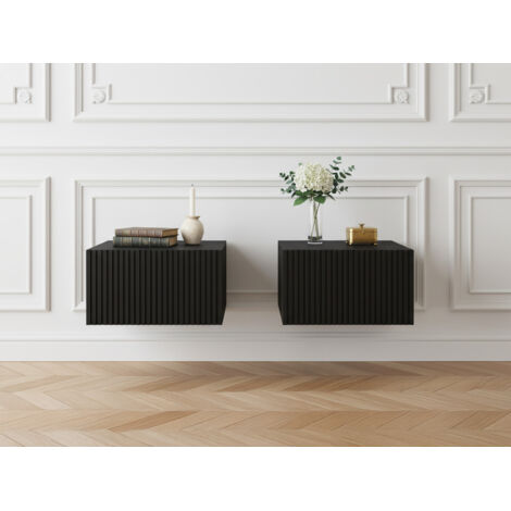 BOBOCHIC - Lot de 2 chevets tiroir KASHA suspendu   Noir