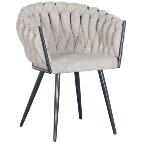 BOBOCHIC - Lot de 2 fauteuils de table CHARLOTTE Tissu texturé   Beige