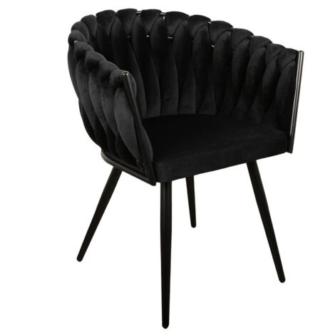 BOBOCHIC - Lot de 2 fauteuils de table CHARLOTTE Tissu velours   Noir