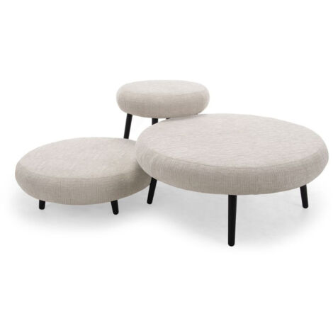BOBOCHIC - Lot de 3 poufs EDEN tissu texturé   Beige