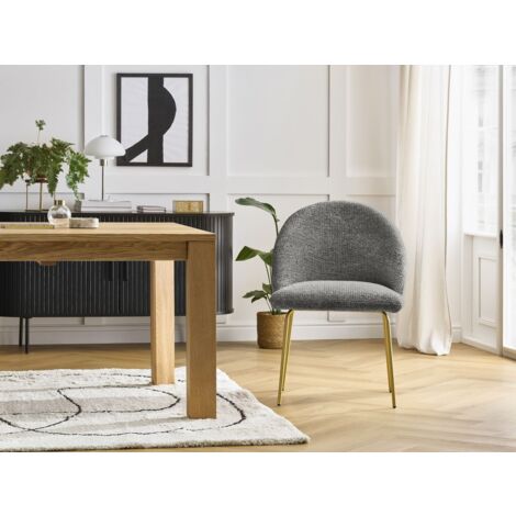 BOBOCHIC - Lot de chaises LALIE tissu chiné et pieds métal or   Gris foncé