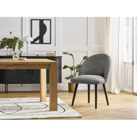 BOBOCHIC - Lot de chaises LALIE tissu chiné et pieds scandinaves noirs   Gris foncé