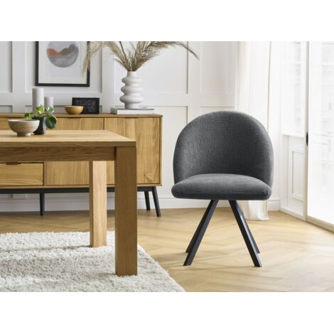 BOBOCHIC - Lot de chaises LALIE tissu texturé et pieds étoile   Gris foncé