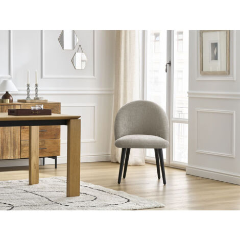 BOBOCHIC - Lot de chaises LALIE tissu texturé et pieds scandinaves noirs   Beige et gris foncé