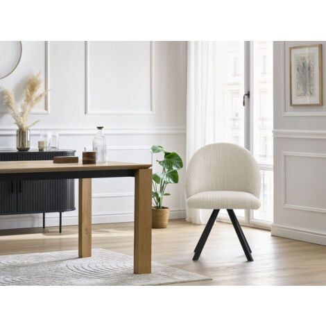 BOBOCHIC - Lot de chaises LALIE tissu velours côtelé et pieds étoile   Beige et orange