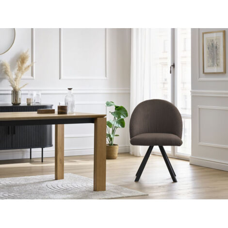 BOBOCHIC - Lot de chaises LALIE tissu velours côtelé et pieds étoile Marron