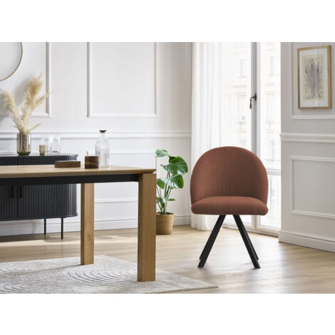 BOBOCHIC - Lot de chaises LALIE tissu velours côtelé et pieds étoile   Orange