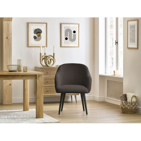 BOBOCHIC - Lot de chaises SOPHIE tissu bouclette et pieds scandinaves noirs   Marron