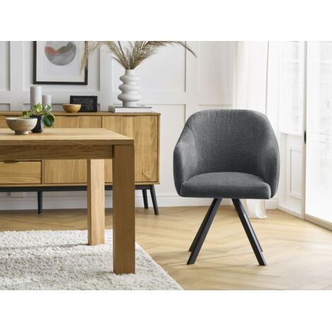 BOBOCHIC - Lot de chaises SOPHIE tissu texturé et pieds étoile   Gris foncé