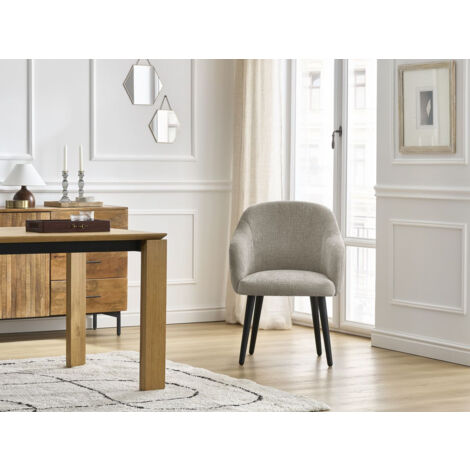 BOBOCHIC - Lot de chaises SOPHIE tissu texturé et pieds scandinaves noirs   Beige