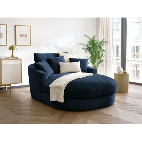 BOBOCHIC - Méridienne BELEM tissu texturé   Bleu foncé