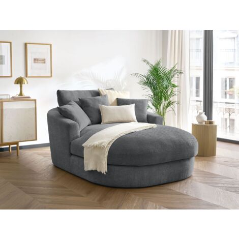 BOBOCHIC - Méridienne BELEM tissu texturé Gris foncé