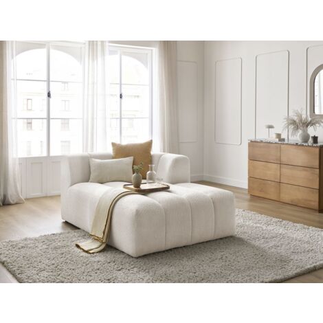 BOBOCHIC - Méridienne pour canapé modulable ANNECY tissu bouclette Angle droit Blanc