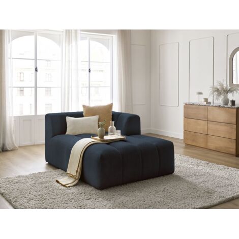 BOBOCHIC - Méridienne pour canapé modulable ANNECY tissu bouclette Angle droit  Bleu foncé