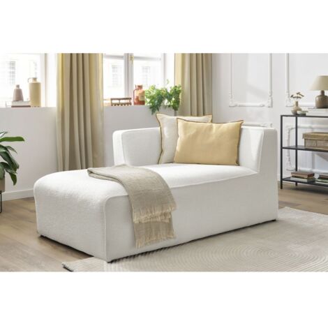 BOBOCHIC - Méridienne pour canapé modulable MEGEVE tissu bouclette Angle gauche Blanc
