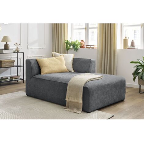 BOBOCHIC - Méridienne pour canapé modulable MEGEVE tissu texturé Angle droit Gris foncé
