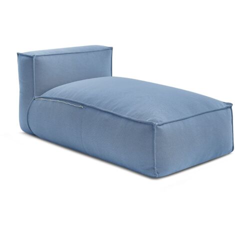 BOBOCHIC - Méridienne sans accoudoir avec bâche de protection pour canapé de jardin modulable BIARRITZ   Bleu