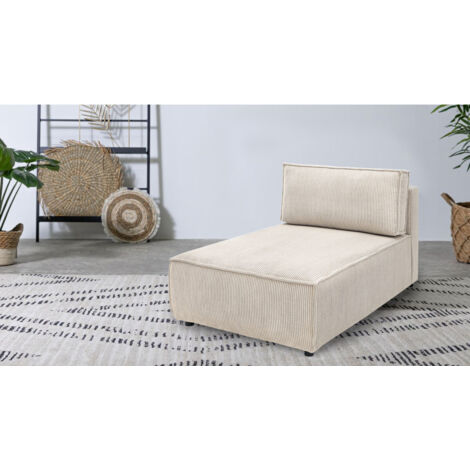 BOBOCHIC - Méridienne sans accoudoir pour canapé modulable NIHAD tissu velours côtelé   Beige