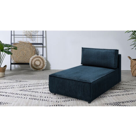 BOBOCHIC - Méridienne sans accoudoir pour canapé modulable NIHAD tissu velours côtelé   Bleu foncé