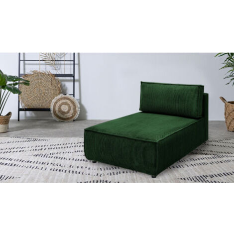 BOBOCHIC - Méridienne sans accoudoir pour canapé modulable NIHAD tissu velours côtelé   Vert foncé