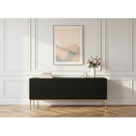 BOBOCHIC - Meuble TV 150 cm KASHA Pieds or   Noir