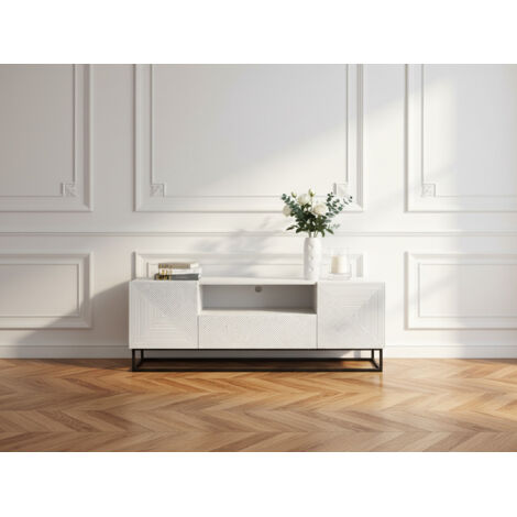 BOBOCHIC - Meuble TV 167 cm ALICE pieds en métal   Blanc