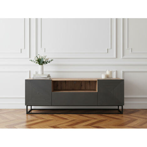 BOBOCHIC - Meuble TV 167 cm ALICE pieds en métal   Gris foncé