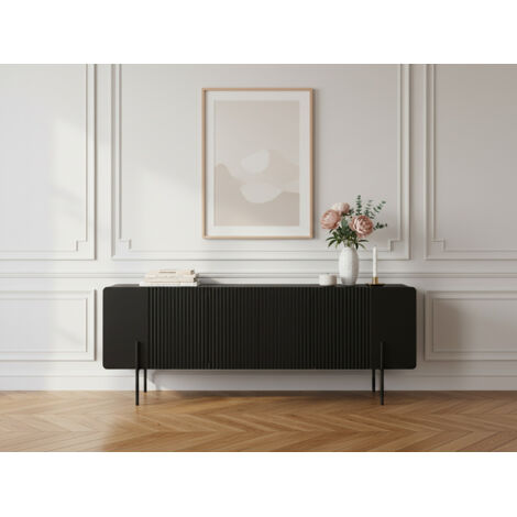 BOBOCHIC - Meuble TV 2 portes 1 tiroir 150 cm MATHILDE pieds noirs