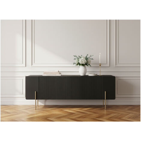 BOBOCHIC - Meuble TV 2 portes 1 tiroir 150 cm MATHILDE pieds or