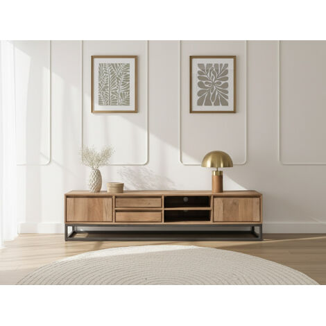 BOBOCHIC - Meuble TV 200 cm BERGERAC Bois massif de manguier