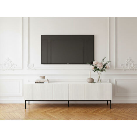 BOBOCHIC - Meuble TV 200 cm KASHA Pieds noir   Blanc