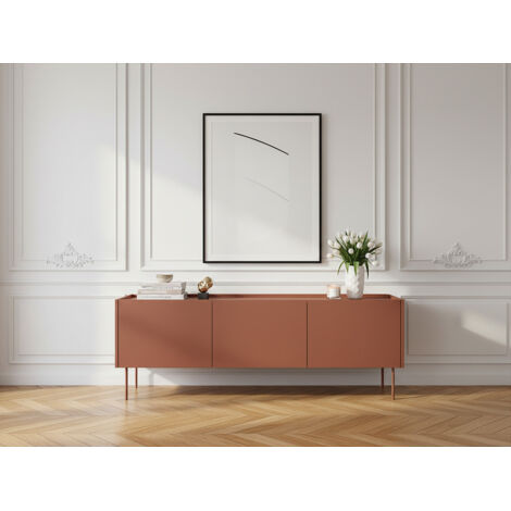 Bobochic – Meuble TV 3 portes 170 cm – Largeur 40 cm – Hauteur 60 cm – Design moderne avec pieds en métal – 6 étagères pour rangement optimal