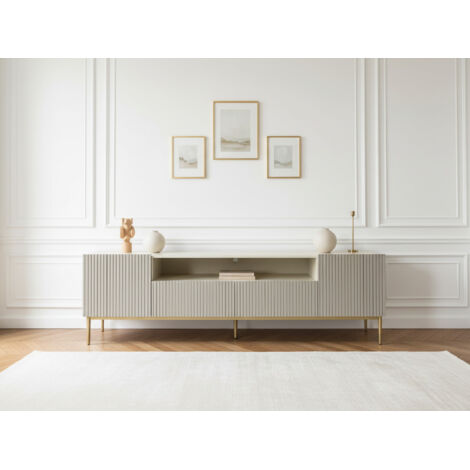 BOBOCHIC - Meuble TV avec niche 200 cm KASHA Pieds or   Beige
